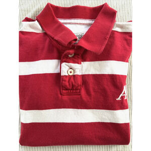 Vtg Y2K Aeropostale Polo Shirt Sz XXL A87 Rugby Stripes Red Short Sleeve Casual